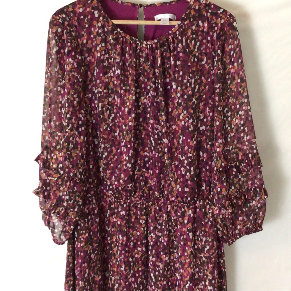 Midi dress with flouncy sleeves
